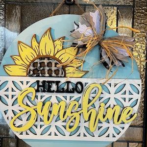 Hello Sunshine Sunflower Round | Laser Cut | Welcome Door Hanger