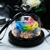 Preserved Rose In Flask LED Dome Glass Valentines Mothers day Birthday day gift