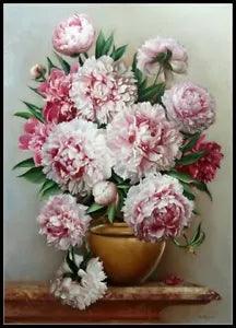 Peony Flowers II - Chart Counted Cross Stitch Patterns Needlework DIY DMC Color