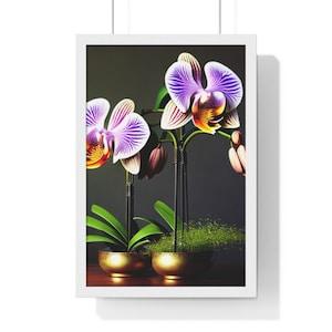 Orchid Blooms Premium Framed Vertical Poster