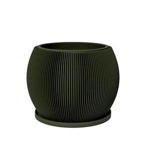 Planter Pot With Drainage, Avocado Green Melon Design for Small and Large Plants [Water Plate Included] Outdoor and Indoor use Plant Pot