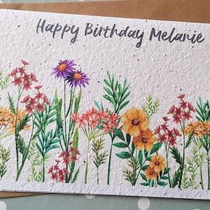 Personalised Plantable Birthday card, Wildflower Seed card, wild flower seed card, eco friendly, seed paper card, bee friendly