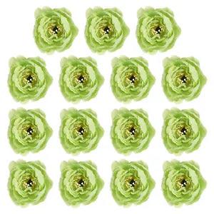 15Pcs Artificial Flower Head Fake Flowers Heads Bulk Silk Peony Heads Green
