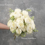 7 Heads Peony Bouquet | High Quality Artificial Flower | DIY Floral | Wedding/Home Decoration | Gifts - White