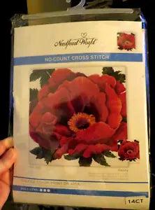 Needleart World   No Count Cross Stitch  PEONY 15.8" Square New in Pkg