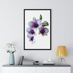 Orchid Flowers Graphic Framed Vertical Print MobiusMoon