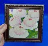 Original oil painting Flowers Peonies. hand painted small painting wall art ooak
