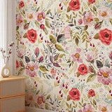 Boho Bouquet Flower Wallpaper. Removable Peel and Stick, Pre-pasted & Traditional paste up Wallpaper