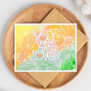Big Sunflowers Orange and Green You are Loved Greeting Card