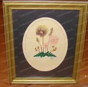 Colorful Dried Flower Arrangement - Framed, Matted, Signed