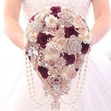 Rose Gold burgundy brooch bouquet