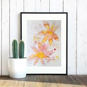 Watercolor painting of flowers, sunflowers, daisies, watercolor wall art, home decor, original poster art, flower gift, birthday gift