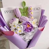 Purple Peony Crochet Bouquet,Crochet finished product,Peony flower,Braided bouquet, bouquet,Handmade bouquet gifts,Holiday birthday gift