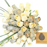 25 Year Anniversary Silver and White Wooden Rose Bouquet The Original Wooden Rose, Flowers for all Occasions 1, 2, or 3 Dozen Bouquets