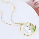Bill Skinner Lily Elegant Ring Pendant Fashion Long Necklace