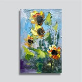 Sunflower painting Miniature painting Original oil painting Small painting Sunflower gift