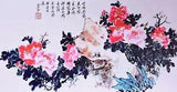 ORIENTAL ASIAN FINE ART CHINESE WATERCOLOR PAINTING-Beautiful Peony flower lover