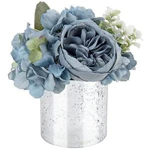 Fake Flowers with Vase Hydrangea Artificial Flowers in Vase Peony Faux Flowers