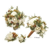 Real Touch Artificial White Ivory Roses Gold Bridal Bridesmaids Cascade Bouquets Prom Bouquet Wedding Flowers Centerpieces Arrangement Arch
