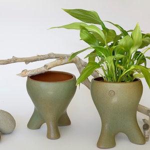 Set of 2 / Vintage Ceramic Planters / Unique Orchid Pot / Wabi Sabi Plant Pots / Handmade Planters / Succulent Planter