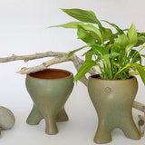 Set of 2 / Vintage Ceramic Planters / Unique Orchid Pot / Wabi Sabi Plant Pots / Handmade Planters / Succulent Planter