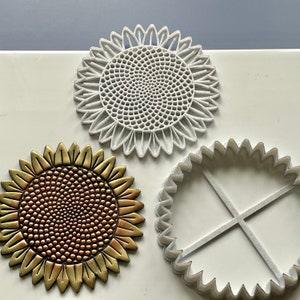 Sunflower large stamp and matching cutter - made for use with polymer clay