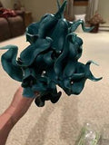 NEW Crafjie Calla Lilly  22 Pc Peacock Blue artificial Latex Real Touch Flowers