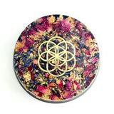 Divine Feminine Charging Plate Seed of Life Quantum Orgonite? - Organic Roses Lavender Shungite - Sacred Geometry - 5g EMF Protection