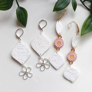 Polymer clay flower earring, sunflower ear pendant, handmade jewelry, flower, light, spring, wedding, statement jewelry, women gift jewel