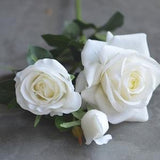 3 Heads Real Touch Artificial Flowers, DIY Florals | Wedding/Home/Kitchen Decoration | Gifts, DIY Bouquets/Centerpieces-Cream White