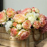 Rose Bouquet with bud, Wedding Bridal Bouquet, Artificial Flower Craft, Home Floral Decor, Party Arrangement, Dining Table Centerpiece, Gift