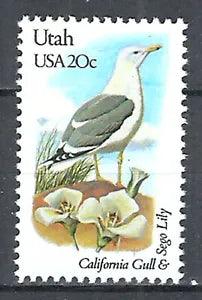 1982 USA United States MNH Birds Flowers Utah California Gull Sego lily