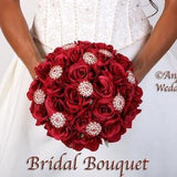 CHERUB RED Wedding Bouquet Package Bridal Bridesmaid Groom Boutonnieres Corsages Keepsake Bouquets Roses Silk Floral Custom Flowers
