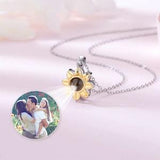 925 Sterling Silver Sunflower Projection Necklace ?? Customized Memorial Photo Pendant ?? Personalized Picture Inside Jewelry??Valentine's gift
