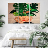 Plant lady canvas wall art Graffiti print Street art Modern art Palm leaves Plant girl wall decor Multi panel canvas Large canvas art