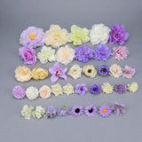 37Pcs Bulk Artificial flower heads Combo Set/4-12cm Simulation Silk Flowers DIY Craft Flower Kit Wedding Bouquets Decorations Fake Floral