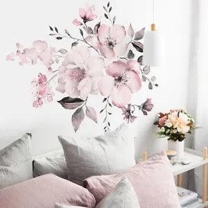 Pink White Peony Flowers Wall Stickers Wall Floral Decal Mural Home DecoratK..X