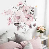 Pink White Peony Flowers Wall Stickers Wall Floral Decal Mural Home DecoratK..X