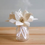8 Lily Sola Wood Diffuser Flowers 8cm Dia. with an option of 7.5in rope or 10in rope with hidden wire stem