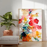 Floral watercolor art print, red bouquet print, Modern flowers wall art, Colorful floral art  print, floral painting print