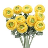 Artificial Ranunculus Flowers, 10 Stems Faux Permanent Flower Floral, Yellow
