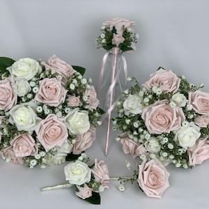 wedding bouquets flowers sets with Gypsophila & blush pink roses