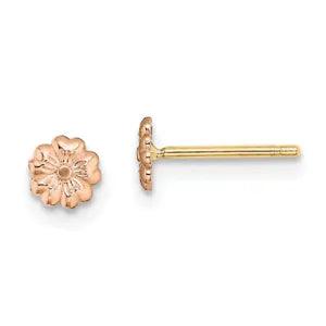 10K Rose Gold Flower Stud Earrings