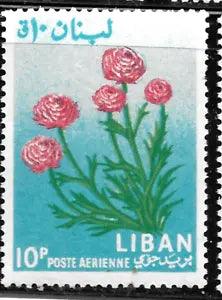 LEBANON LIBAN 1964 FLOWER  AIR MAIL 10p Sc#C392??Ranunculus??MNH**OG VF