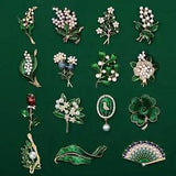 Enamel Floral Leaf Brooch Lily Of The Valley Brooch Pin Jewelry For Women Scarf