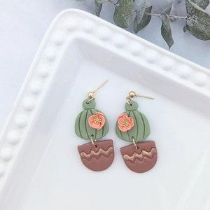 Succulent Plant Polymer Clay Earrings Horticulture Lover Green Thumb