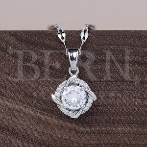 Rose Petal Diamond Pendant ? Lucky ? Gift for her ? Boho ? Diamond ? Statement necklace ? Silver necklace ? Minimalist necklace ? Princess