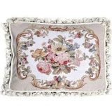 Petit Point Pillow Cover | Beige Wool Botanical Needlepoint Cushion Cover Rose Bouquet 16x20 for Chair Couch Sofa Bench Bed Window Seat