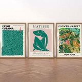 Flower Market, Matisse Print, Yayoi Kusama, Green Gallery Wall, Fleurs de Jardin, Body Line, Botanical Garden, Leaves, Tropical Set 3
