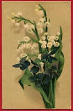 Antique Postcard BOUQUET FLOWERS Lilies of the valley Violas Old Russian card